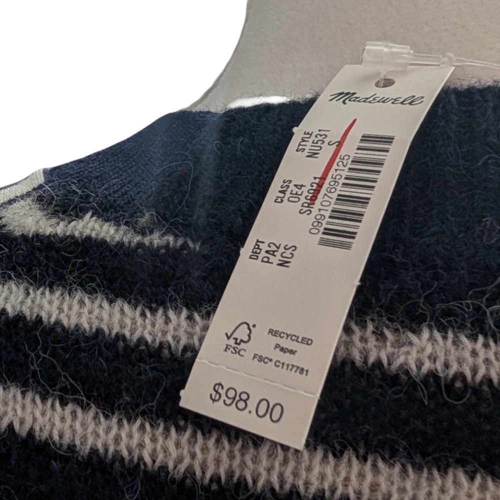 Madewell Mixed-Yarn Striped Sweater Women's Size Small  Navy Blue NWT - Picture 10 of 10